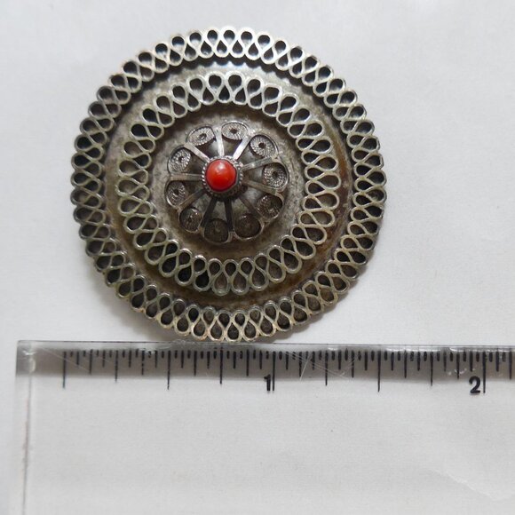 Sterling Silver Pin with Coral - Picture 9 of 9